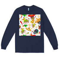 Navy mexico seamless pattern Long Sleeve Tee - FaDigitalArtStudio