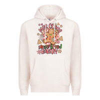 Pale Pink mrs claus gingerbread bakery Premium Hoodie - MaliasSmallBusiness