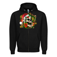 Black christmas skull and gift Zipper Hoodie - AdoDesignShop