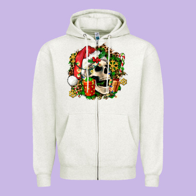 Christmas Skull And Gift Zipper Hoodie Designed By Adodesignshop