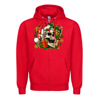 Red christmas skull and gift Zipper Hoodie - AdoDesignShop
