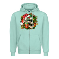 Seafoam christmas skull and gift Zipper Hoodie - AdoDesignShop