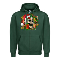 Sports Green christmas skull and gift Zipper Hoodie - AdoDesignShop