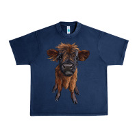 Navy highland cow calf Urban Heavy Tee - RanaPortraitStore