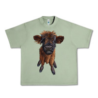 Oil Green highland cow calf Urban Heavy Tee - RanaPortraitStore