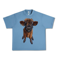 Pebble Blue highland cow calf Urban Heavy Tee - RanaPortraitStore
