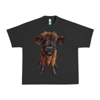 Pigment Black highland cow calf Urban Heavy Tee - RanaPortraitStore