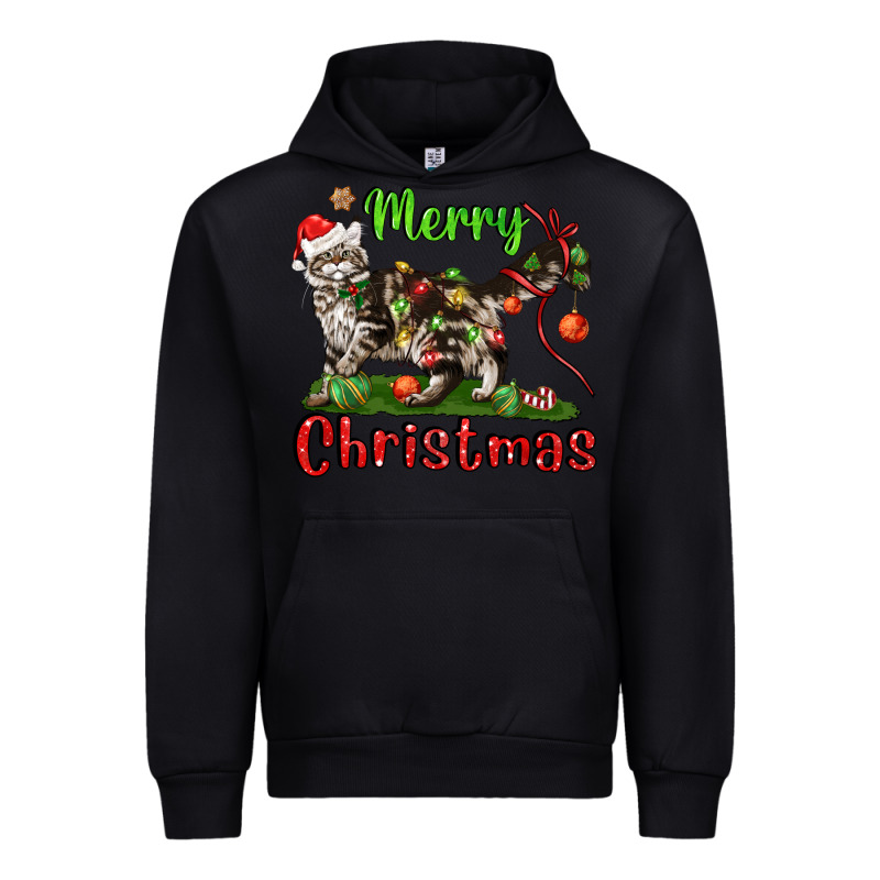Maine Coon Cat Merry Christmas Urban Hoodie by LillyAllenDesigns | Teevron