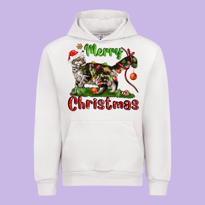 Maine Coon Cat Merry Christmas Urban Hoodie Designed By Lillyallendesigns