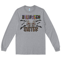 Heather Grey halloween sister Long Sleeve Tee - CowhideDigitalArt