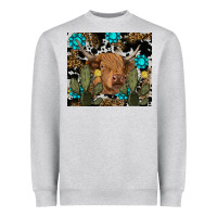 Heather Grey western cow Heavyweight Sweatshirt - RanaPortraitStore
