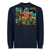 Navy western cow Heavyweight Sweatshirt - RanaPortraitStore