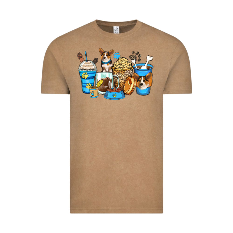 Corgi Coffee Cups Vintage Tee by Zillion Design Studio | Teevron