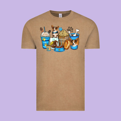 Corgi Coffee Cups Vintage Tee Designed By Zillion Design Studio