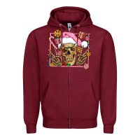 Burgundy pink christmas skeleton Zipper Hoodie - AdoDesignShop