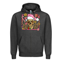 Charcoal Heather pink christmas skeleton Zipper Hoodie - AdoDesignShop