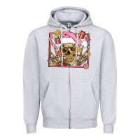 Heather Grey pink christmas skeleton Zipper Hoodie - AdoDesignShop