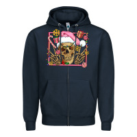 Navy pink christmas skeleton Zipper Hoodie - AdoDesignShop