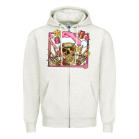 Oatmeal Heather pink christmas skeleton Zipper Hoodie - AdoDesignShop