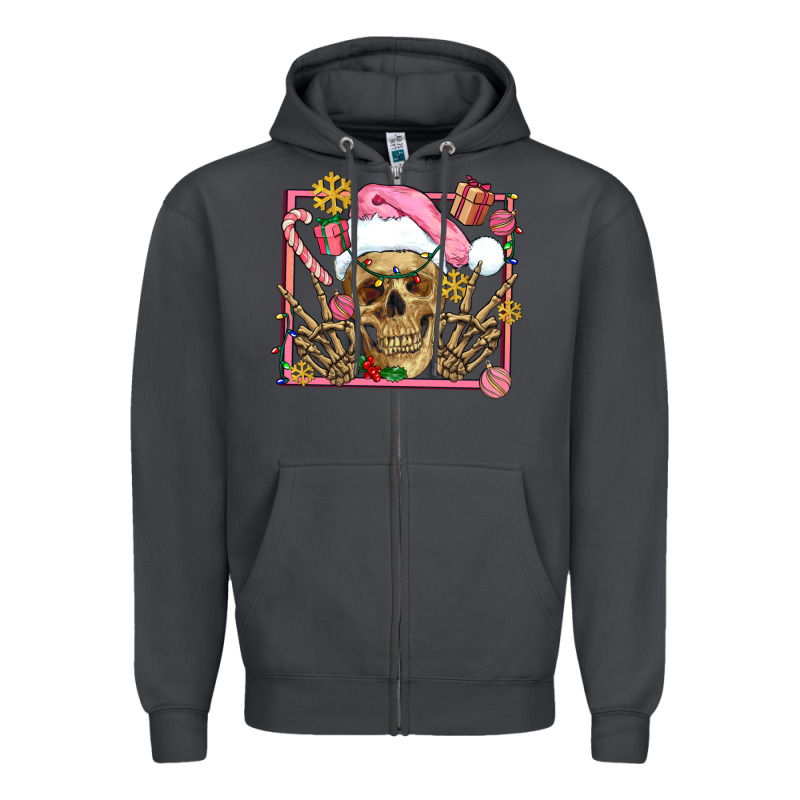 Pink Christmas Skeleton Zipper Hoodie by AdoDesignShop | Teevron