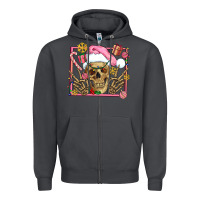 Smoke pink christmas skeleton Zipper Hoodie - AdoDesignShop