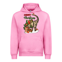 Fuchsia Pink merry christmas brachiosaurus Urban Hoodie - LillyAllenDesigns