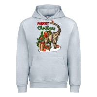 Heather Grey merry christmas brachiosaurus Urban Hoodie - LillyAllenDesigns