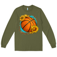 Army Green western basketball with sunflower Long Sleeve Tee - HRA Design Shop