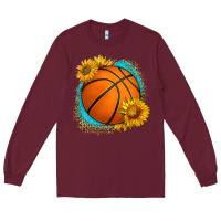 Burgundy western basketball with sunflower Long Sleeve Tee - HRA Design Shop