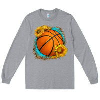 Heather Grey western basketball with sunflower Long Sleeve Tee - HRA Design Shop