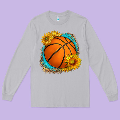 Western Basketball With Sunflower Long Sleeve Tee Designed By Hra Design Shop