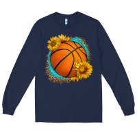Navy western basketball with sunflower Long Sleeve Tee - HRA Design Shop