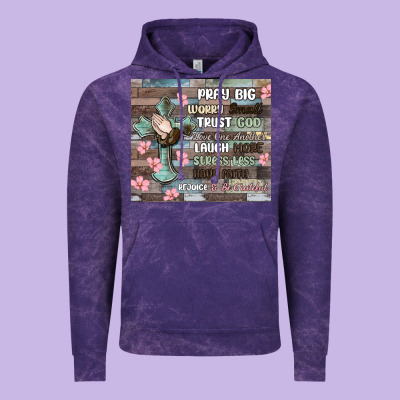 Vintage Hoodie pray big worry small trust god