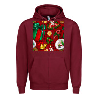 Burgundy christmas snow globe seamless pattern Zipper Hoodie - BundleAndBundleShop