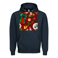 Navy christmas snow globe seamless pattern Zipper Hoodie - BundleAndBundleShop