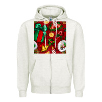 Oatmeal Heather christmas snow globe seamless pattern Zipper Hoodie - BundleAndBundleShop