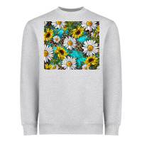 Heather Grey western daisy and sunflower Heavyweight Sweatshirt - RanaPortraitStore
