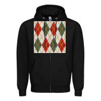 Black christmas diamond plaid seamless pattern Zipper Hoodie - BundleAndBundleShop