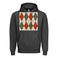 Christmas Diamond Plaid Seamless Pattern Zipper Hoodie | Teevron
