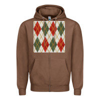 Chestnut christmas diamond plaid seamless pattern Zipper Hoodie - BundleAndBundleShop