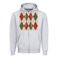 Heather Grey christmas diamond plaid seamless pattern Zipper Hoodie - BundleAndBundleShop