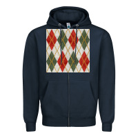 Navy christmas diamond plaid seamless pattern Zipper Hoodie - BundleAndBundleShop