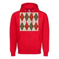 Red christmas diamond plaid seamless pattern Zipper Hoodie - BundleAndBundleShop