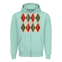 Seafoam christmas diamond plaid seamless pattern Zipper Hoodie - BundleAndBundleShop