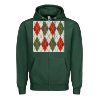Sports Green christmas diamond plaid seamless pattern Zipper Hoodie - BundleAndBundleShop