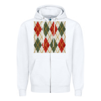 White christmas diamond plaid seamless pattern Zipper Hoodie - BundleAndBundleShop