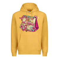 Mustard pink cancer ribbon and october calendar Premium Hoodie - AdoDesignShop