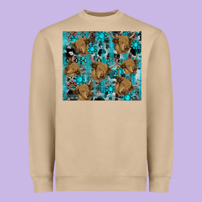 Heavyweight Sweatshirt western aztec highland cow