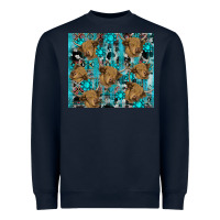 Navy western aztec highland cow Heavyweight Sweatshirt - RanaPortraitStore