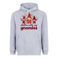 Heather Grey chilling with my gnomies Heavyweight Hoodie - NancyCooperArtShop